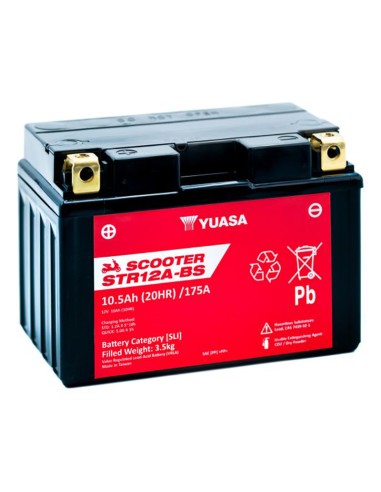 BATERIA YUASA STR12A-BS-CP SIN MANTENIMIENTO SCOOTER RANGE