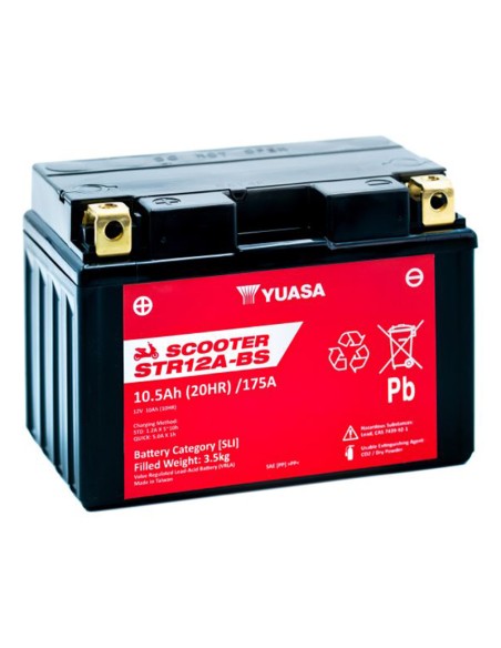 BATERIA YUASA STR12A-BS-CP SIN MANTENIMIENTO SCOOTER RANGE