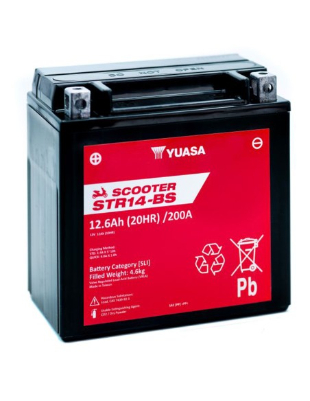 BATERIA YUASA STR14-BS-CP SIN MANTENIMIENTO SCOOTER RANGE