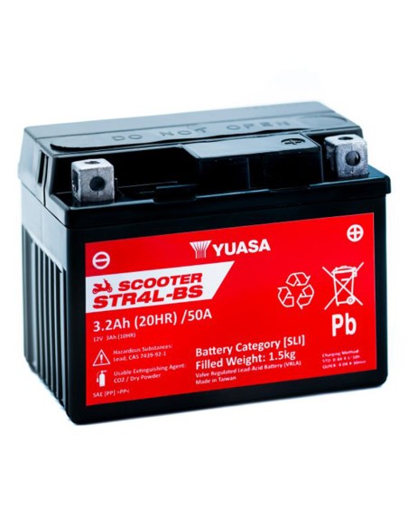 BATERIA YUASA STR4L-BS-CP SIN MANTENIMIENTO SCOOTER RANGE