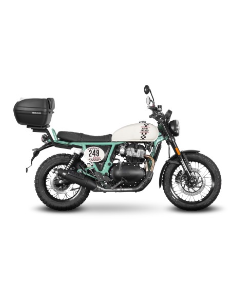 Fijaciones para montar una maleta superior a la moto.
