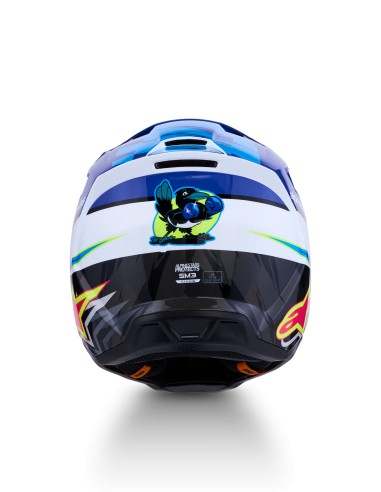 CASCO S-M3 FALCON ECE 22.06 BLUE WHITE BLACK PINK FLUO YELLOW FLUO GLOSSY