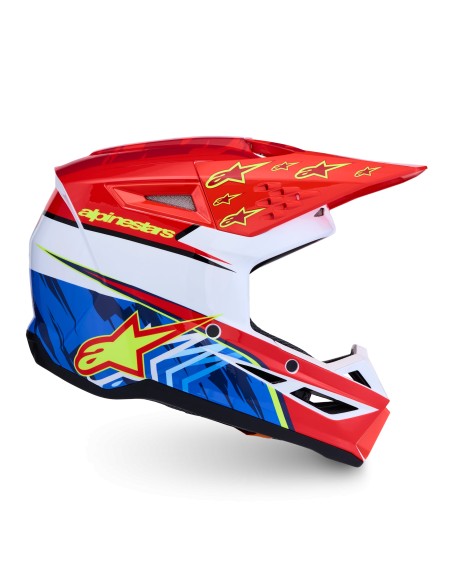 CASCO S-M3 FALCON ECE 22.06 RED FLUO WHITE BLUE YELLOW FLUO GLOSSY