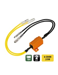 RESISTENCIAS PRECABLEADAS CON CONECTORES RÁPIDOS, 2 UDS. - 12V - 6 OHM - 25 W 