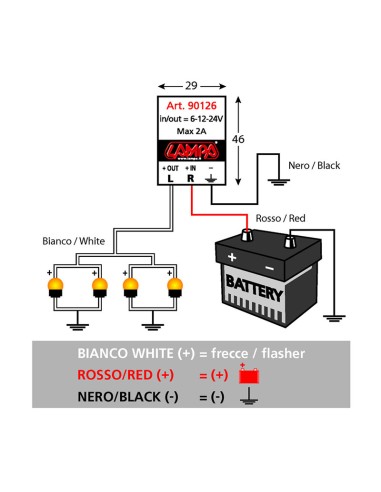 FLASHER, INTERMITENCIA ELECTRÓNICA - 6/12/24V - 2A 