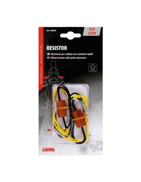 RESISTENCIAS PRECABLEADAS CON CONECTORES RÁPIDOS, 2 UDS. - 12V - 6 OHM - 25 W 