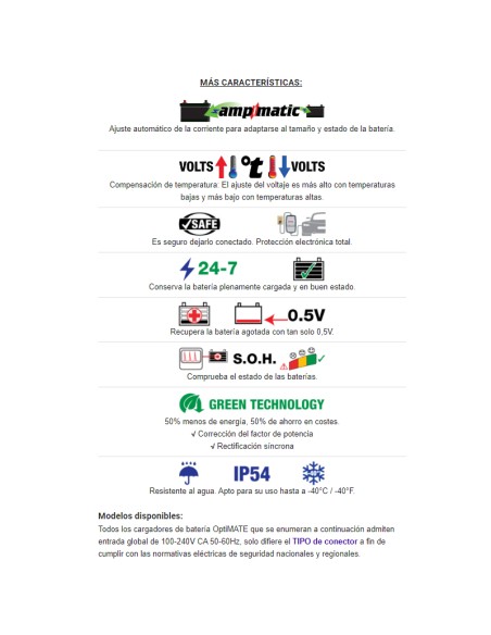 Cargador/Mantenedor baterías Optimate 6 Select TM-370