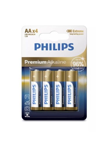 PILA PHILIPS PREMIUM ALKALINE AA (CAJA 12 BLISTERS 4 PILAS) 