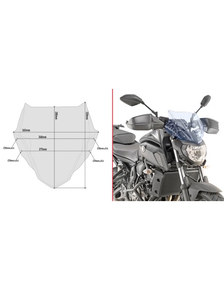 CUPULA ALTA VISIBILIDAD BLP/KITO YAMAHA MT07 18