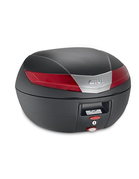 MALETA MK 40 LTS  V40 NEGRO BASE/N  C/CATADIOPTRICO ROJO