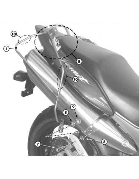 SOPORTE ALFORJAS HONDA HORNET CBF/S 600 0306/9802