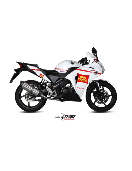 MIVV FULL SYSTEM 1X1 SUONO ST. STEEL CON TAPA CARBONO HONDA CBR 125 R 2011-16