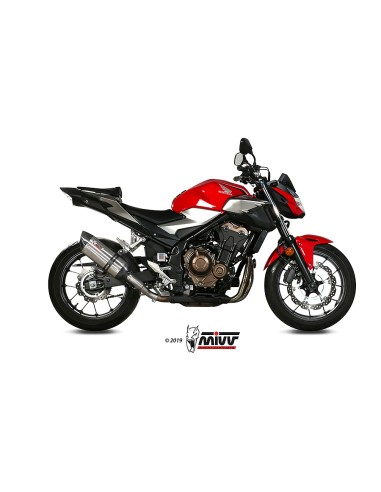 MIVV SLIP-ON SUONO ST. STEEL CON TAPA CARBONO HONDA CB 500 F 2019-24