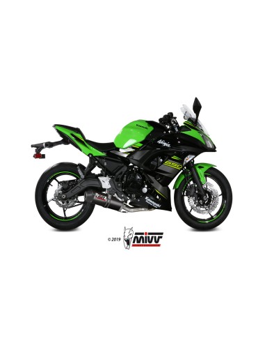 MIVV FULL SYSTEM 2X1 OVAL CARBONO CON TAPA CARBONO KAWASAKI NINJA 650 / Z650 2017-23