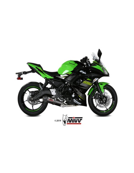 MIVV FULL SYSTEM 2X1 OVAL CARBONO CON TAPA CARBONO KAWASAKI NINJA 650 / Z650 2017-23