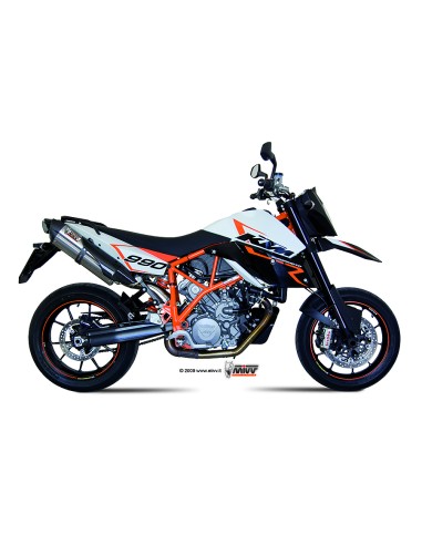 MIVV 2 BOLT-ON SUONO ST. STEEL CON TAPA CARBONO KTM 950 SUPERMOTO R 05-06 / 990 SUPERMOTO R 07-13