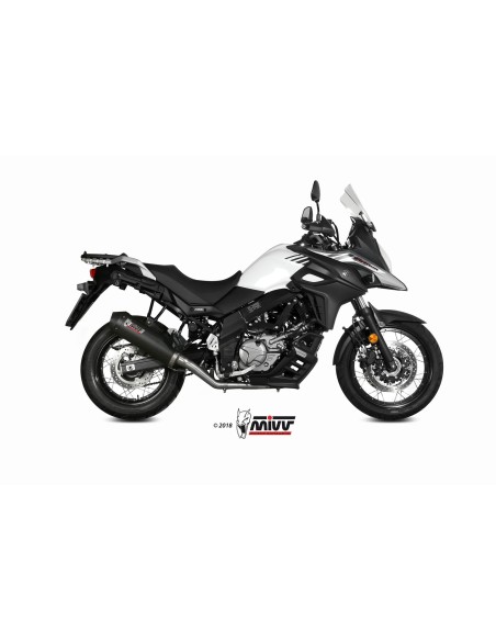 MIVV FULL SYSTEM 2X1 OVAL CARBONO CON TAPA CARBONO SUZUKI DL V-STROM 650 / XT 2017-24