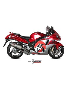 MIVV 2 SLIP-ON OVAL TITAN CON TAPA CARBONO SUZUKI GSX-R 1300 HAYABUSA 2008-17