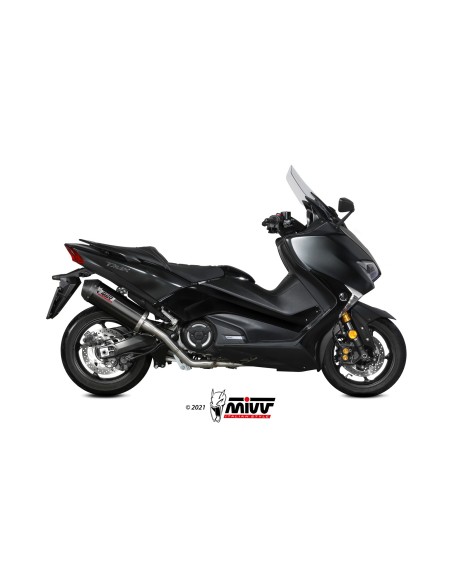 MIVV FULL SYSTEM 2X1 OVAL BLACK CON TAPA CARBONO YAMAHA T-MAX 530 2017-19 / T-MAX 560 2020-21