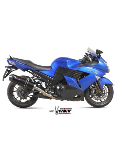 MIVV 2 SLIP-ON OVAL BLACK CON TAPA CARBONO KAWASAKI ZZR 1400 2006-07