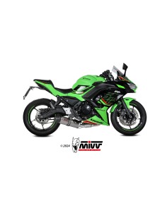 MIVV FULL SYSTEM 2X1 OVAL TITANIO CON TAPA CARBONO KAWASAKI NINJA 650 / Z650 2024 (2 SONDAS LAMBDA)