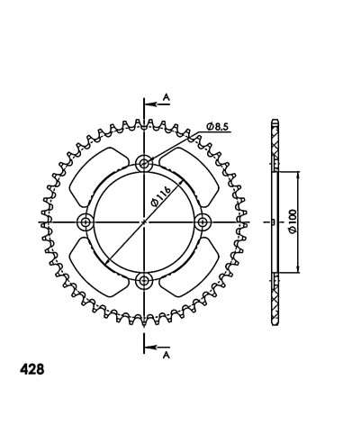 CORONA SUPERSPROX ALUMINIO KAWASAKI 428 X 49 