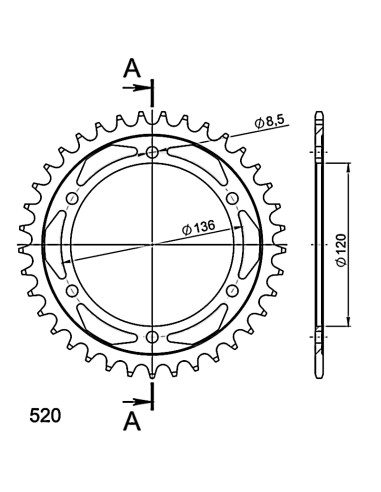 CORONA SUPERSPROX ACERO YAMAHA 520 X 37 