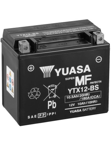 BATERIA YUASA YTX12-BS SIN MANTENIMIENTO