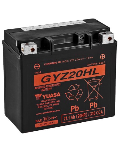 BATERIA YUASA GYZ20HL PRECARGADA HIGH PERFORMANCE