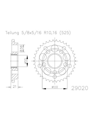 CORONA SUPERSPROX ACERO DUCATI 525 X 36