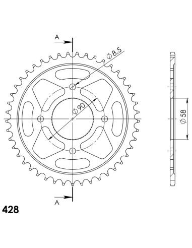 CORONA SUPERSPROX ACERO SUZUKI 428 X 45