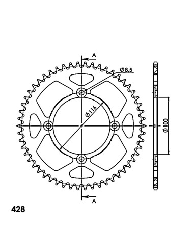 CORONA SUPERSPROX ALUMINIO KAWASAKI 428 X 54