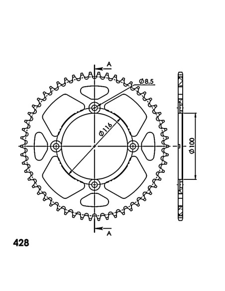 CORONA SUPERSPROX ALUMINIO KAWASAKI 428 X 54