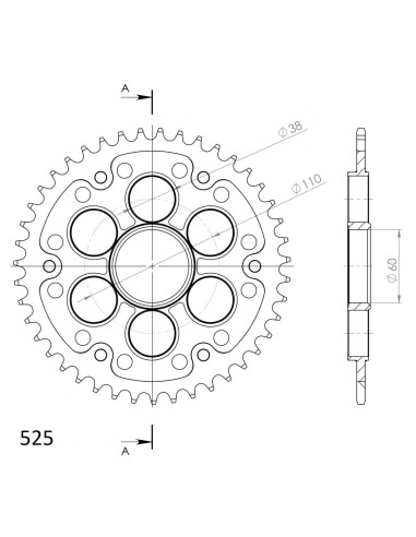 CORONA SUPERSPROX STEALTH DUCATI 525 X 45 ROJA
