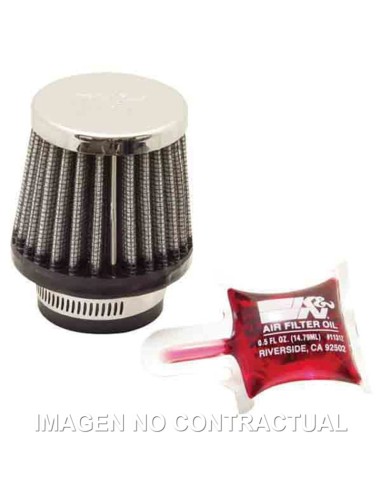 FILTRO POTENCIA K&N CONICO TAPA CROMADA D. 35 MM