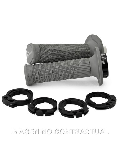 PUÑOS DOMINO D100 OFF ROAD COLOR GRIS D-LOCK CON SISTEMA DE