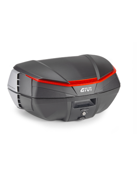 MALETA MK 49L V49/AIR NEGRO BASE CATADIOPTRICO ROJO-COVER NEGRA-ALETA LATERAL PLATA