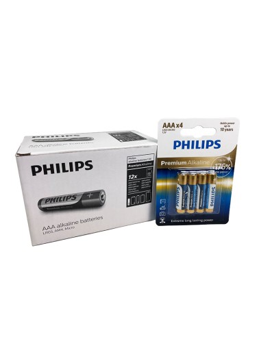 PILA PHILIPS PREMIUM ALKALINE AAA (CAJA 12 BLISTERS DE 4  PILAS) 