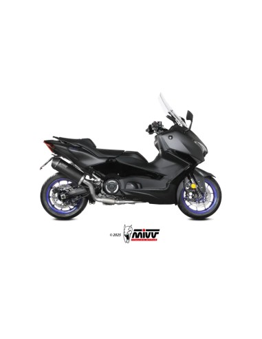 Mivv Escape Completo 2x1 OVAL BLACK con Tapa de Carbono YAMAHA T-MAX 560 2025-26 (+CAT)